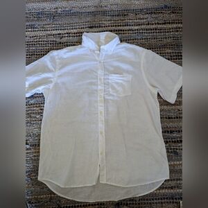 Old Navy White Short-Sleeve Linen-Blend Button-Down